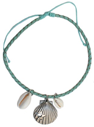 ANP6568   SHELL AQUA ANKLET