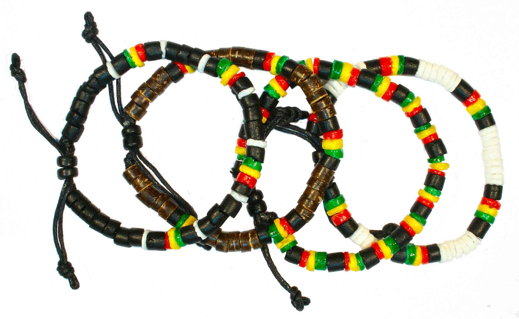 BR5584 3 PIECE SET - RASTA BEAD BRACELETS