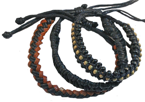 BR6267 SET OF 3 LEATHER/ BEAD BRACELETS