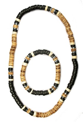 P4491SET  BLACK/TAN CHOKER/BRAC SET