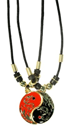 P5265  RED/BLACK/GOLD DRAGONS BEST FRIENDS CHOKERS