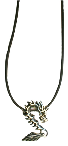 P5739 DRAGON HEAD ANTIQUE RHODIUM/BLACK NECKLACE