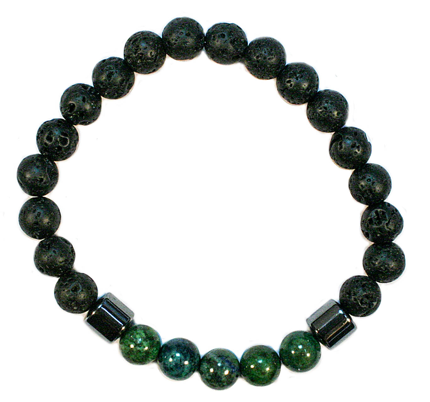 BR6647 BLACK LAVA BEAD/AZURITE BRACELET