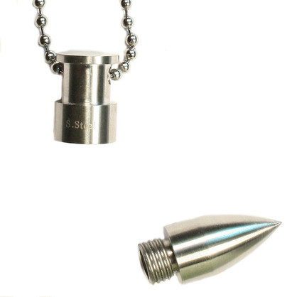 P5891 STAINLESS STEEL BULLET THAT OPENS W/ BALL CHAIN