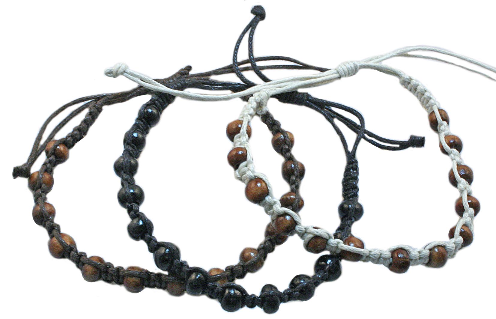 BR6437 SET X 3 BRN/BLK/WHITE BEAD BRACELETS
