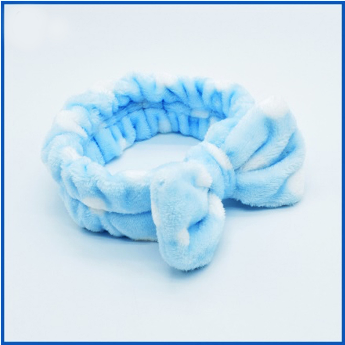 HC282 BLUE AND WHITE BOW FLEECE HEADBAND