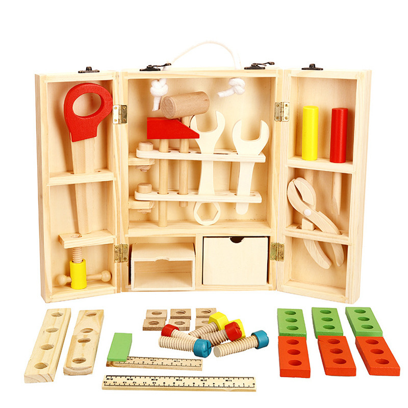 Children's Wooden Tool Set Box+ Carpenter set pretend play educational building toy