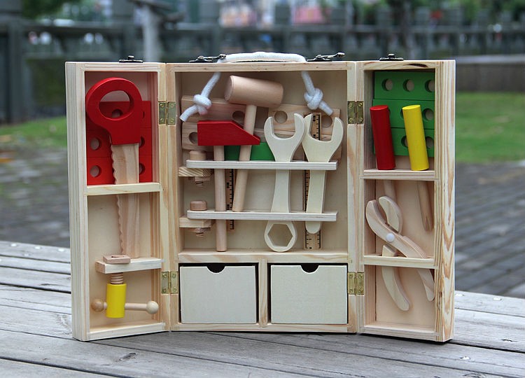 Children's Wooden Tool Set Box+ Carpenter set pretend play educational building toy