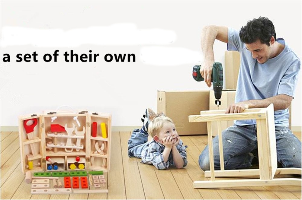 Children's Wooden Tool Set Box+ Carpenter set pretend play educational building toy