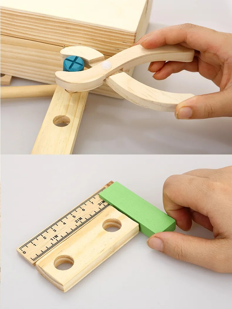 Children's Wooden Tool Set Box+ Carpenter set pretend play educational building toy