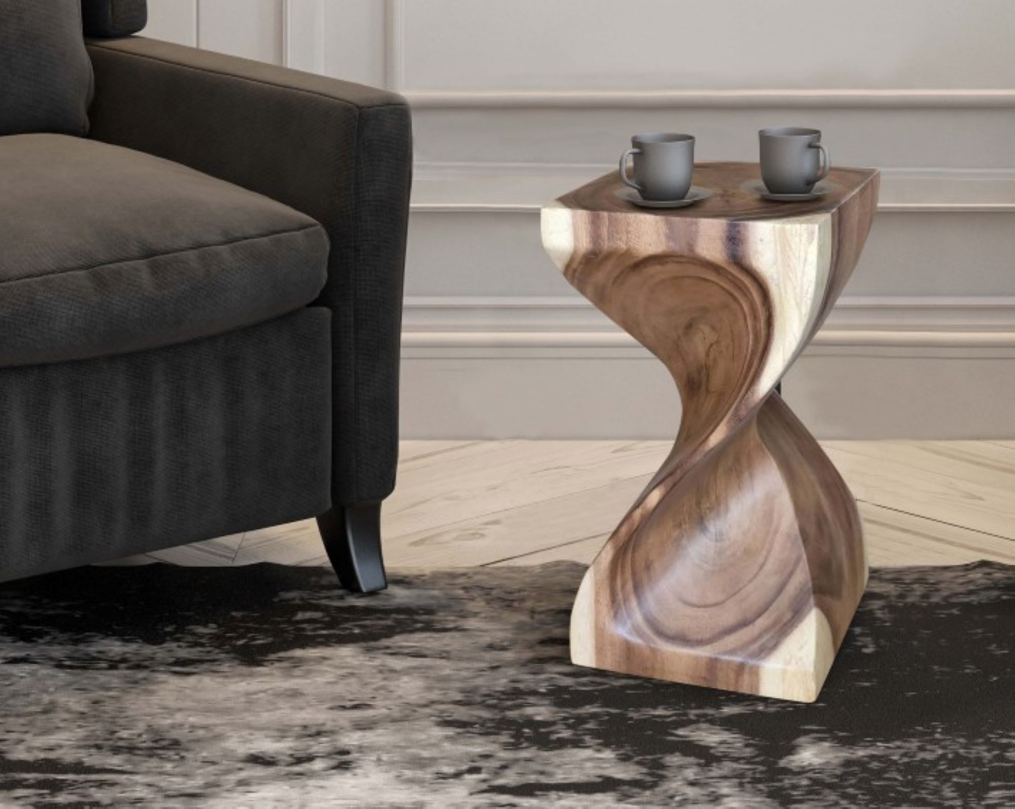 Wholesale Single Twist stool side table Acacia wood Side Table/Corner