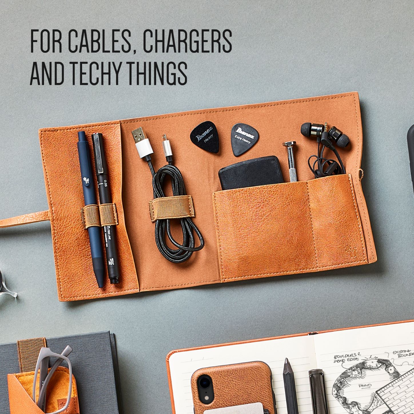 BOOKAROO TRAVEL TECH TIDY - BROWN (41002)