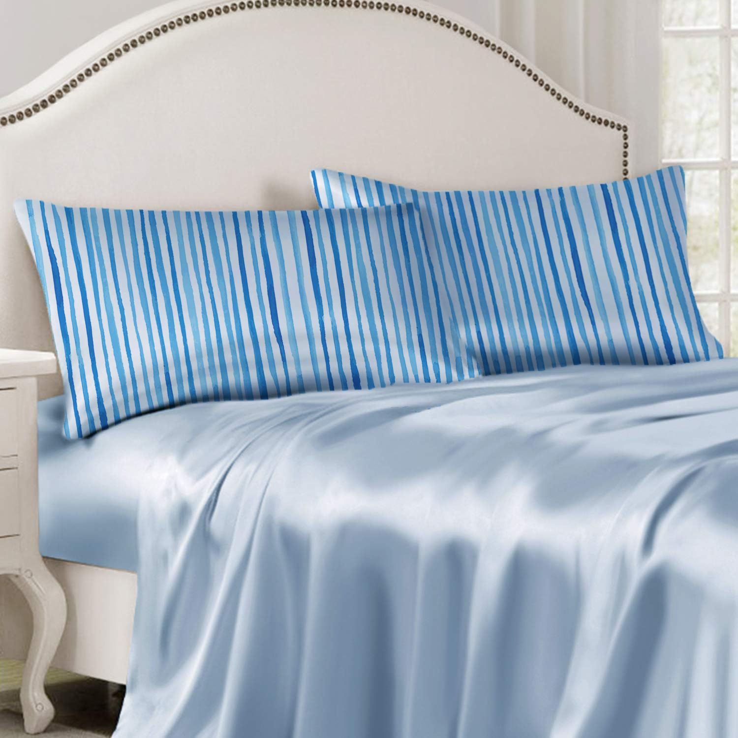 Bluhen - hampton Stripe Satin Pillow Case