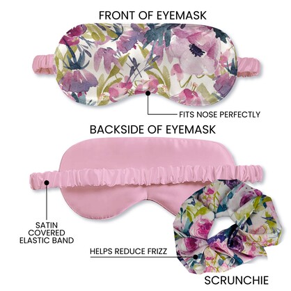 Bluhen - Peonie Rose Satin Eyemask and Scrunchie