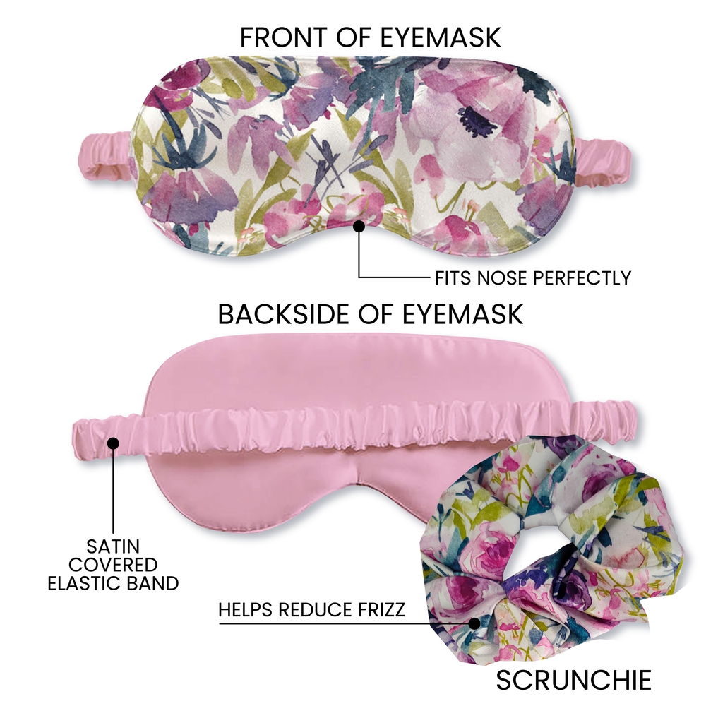 Bluhen - Peonie Rose Satin Eyemask and Scrunchie
