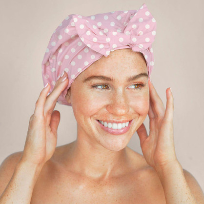 Bluhen - Pink Polka Dot Shower Cap