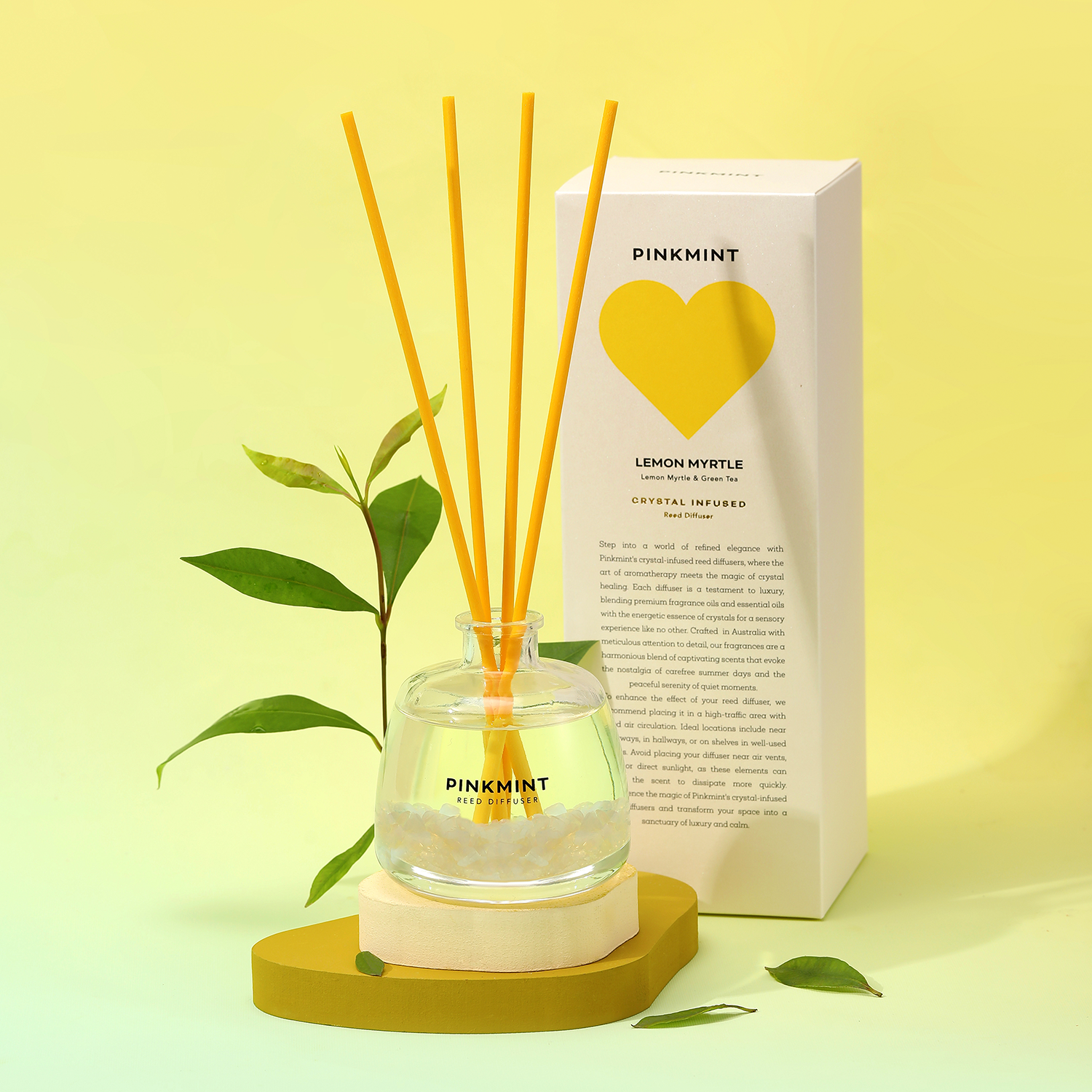 Wholesale Lemon Myrtle Reed Diffuser Crystal Infused PINK MINT