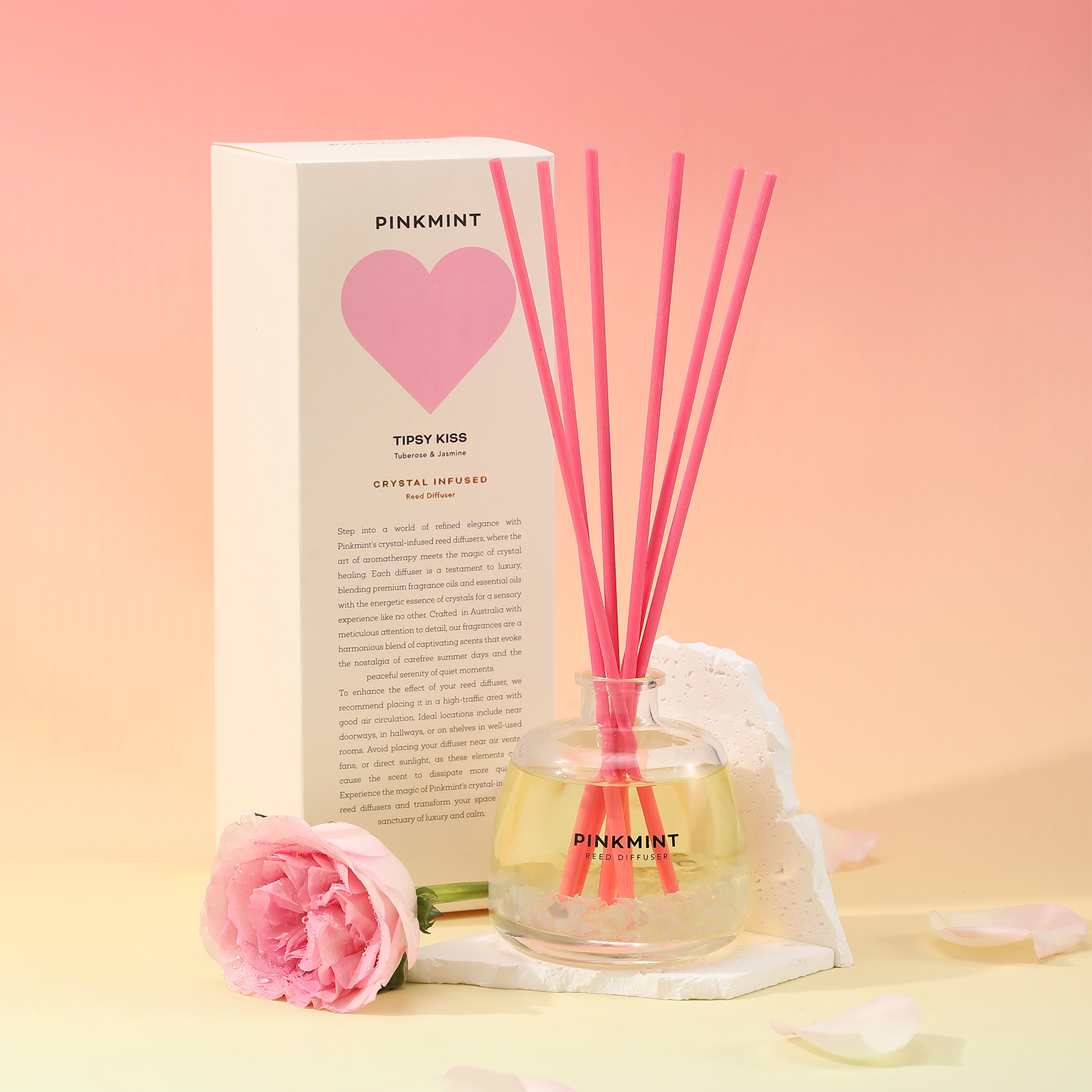 Wholesale Tipsy Kiss Reed Diffuser Crystal Infused PINK MINT Fieldfolio