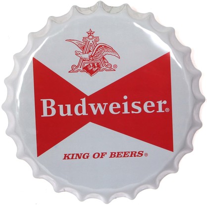 Budweiser Bottle Top Tin Sign 38.1 cm