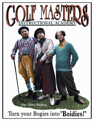3 Stooges Golf Masters Tin Sign