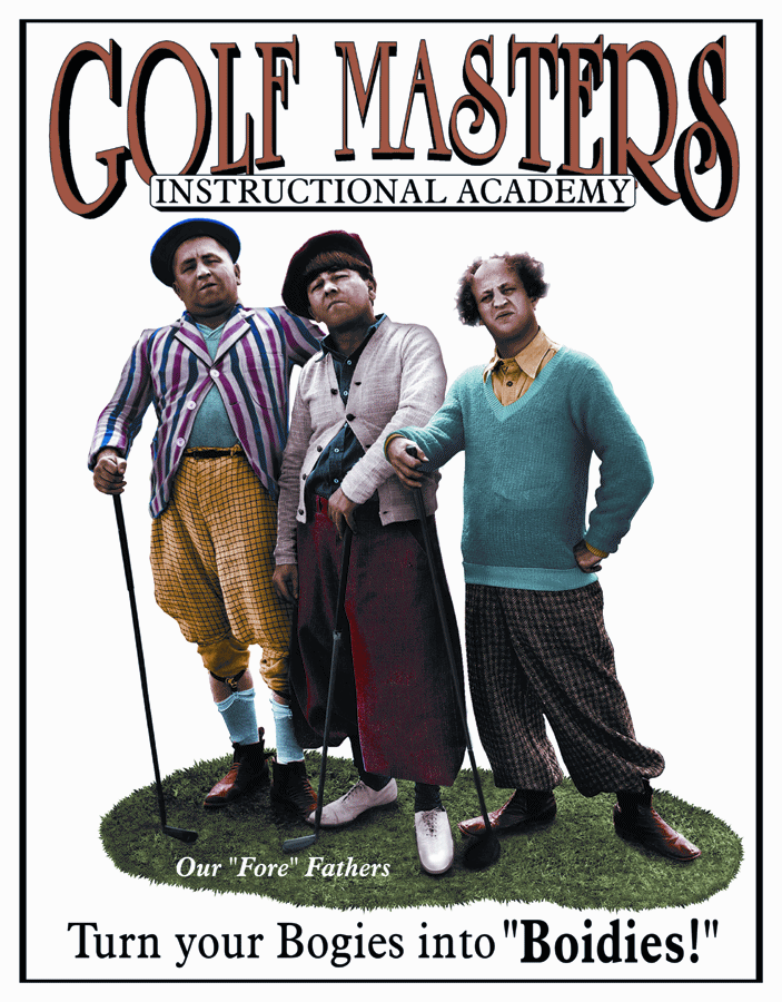3 Stooges Golf Masters Tin Sign