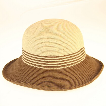 HAT730 CHOCOLATE : stripes detail breton
