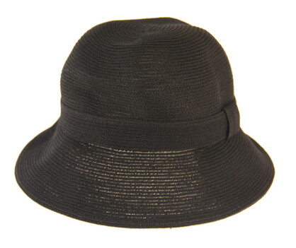 HAT731 BLACK : cloche w square on trim detail