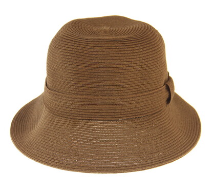 HAT731 CHOCOLATE : cloche w square on trim detail