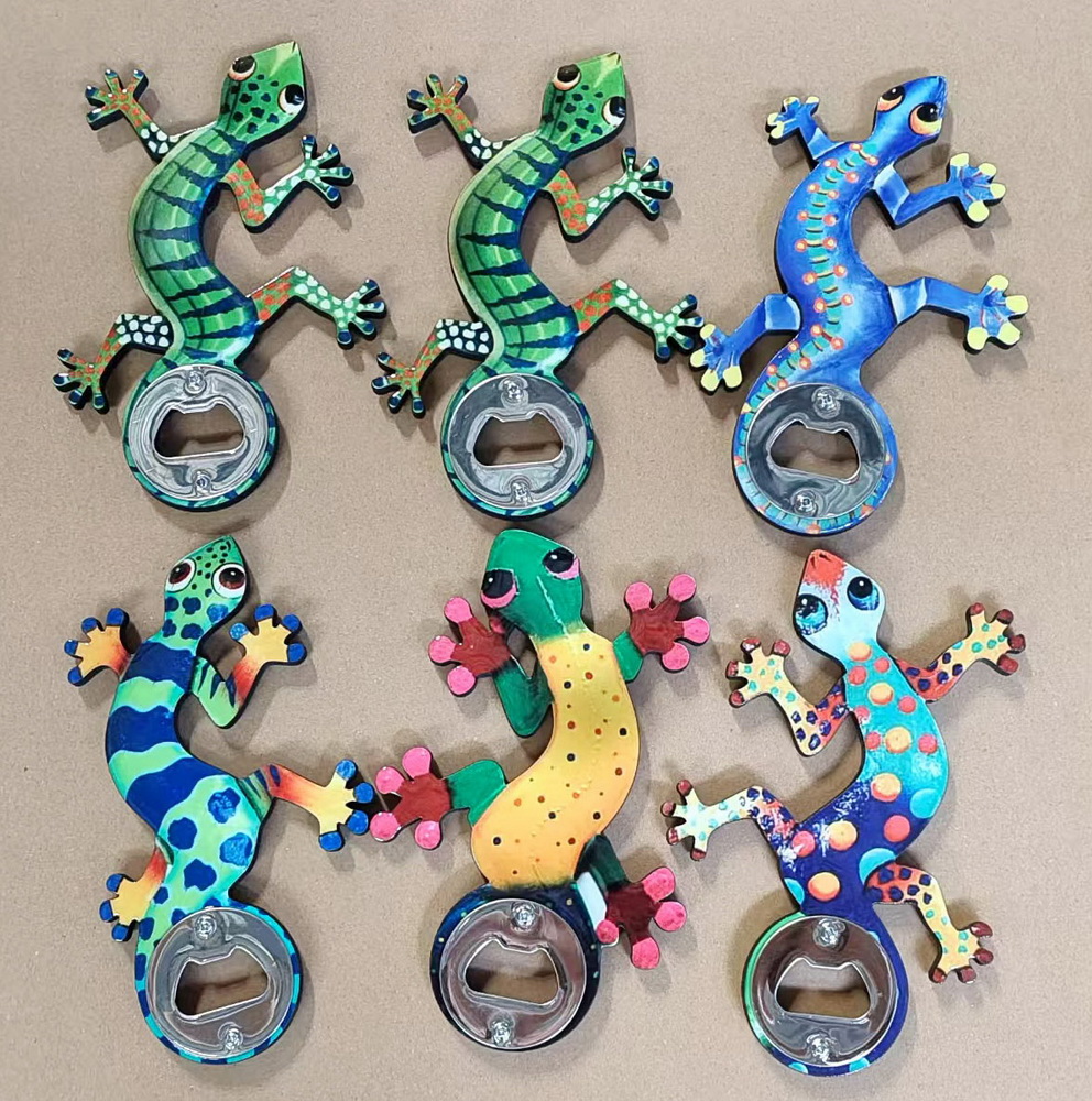 AE074 GECKO SET : Bottle opener magnet SET OF 6