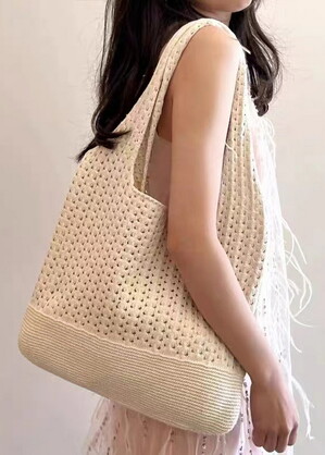 BAG629 IVORY : Crochet sling shoulder bag