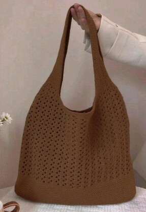 BAG629 CHOCOLATE : Crochet sling shoulder bag