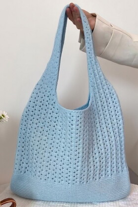 BAG629 DENIM : Crochet sling shoulder bag