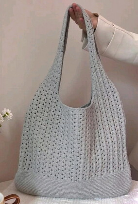 BAG629 GREY : Crochet sling shoulder bag