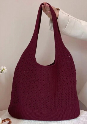 BAG629 WINE : Kniited sling shoulder bag