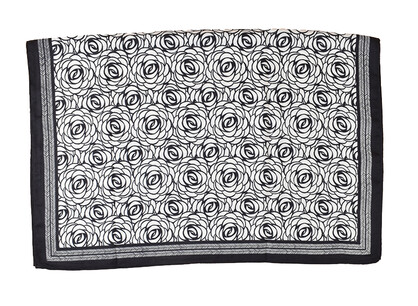 SCF3782 BLACK : Roses with herringbone border