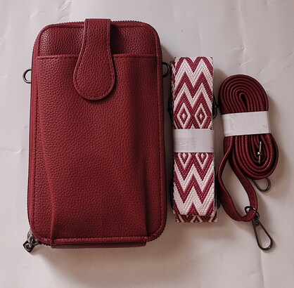 BAG630 BURGUNDY : Wallet bag with 2 straps