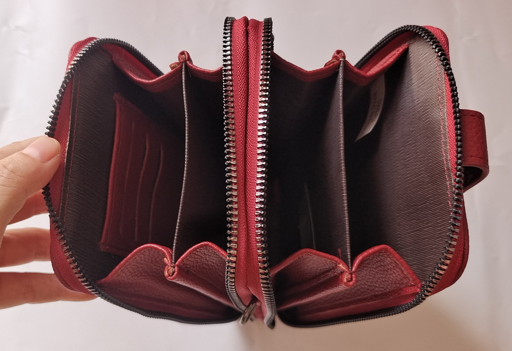 BAG630 BURGUNDY : Wallet bag with 2 straps