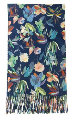 SCF3783 BLUE : Multi-Floral scarf