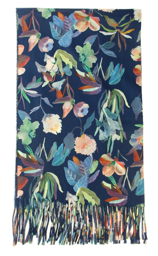 SCF3783 BLUE : Multi-Floral scarf