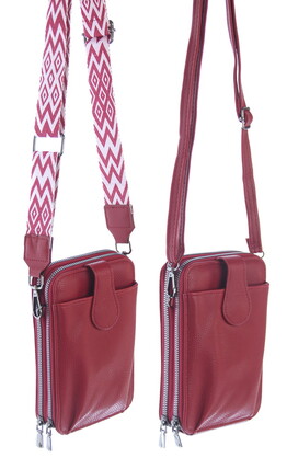 BAG630 BURGUNDY : Wallet bag with 2 straps