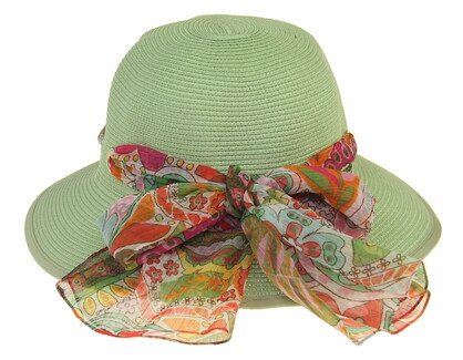 HAT825 LIME : Lani scarf trim hat