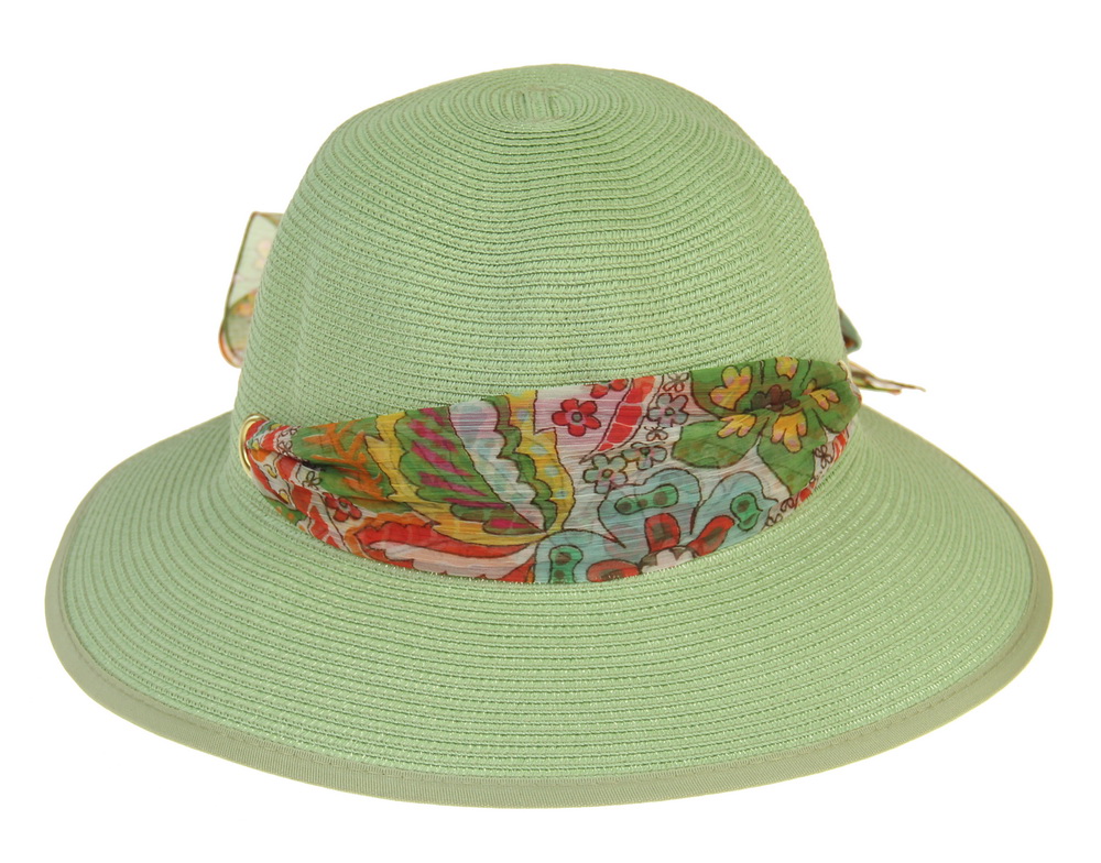 HAT825 LIME : Lani scarf trim hat