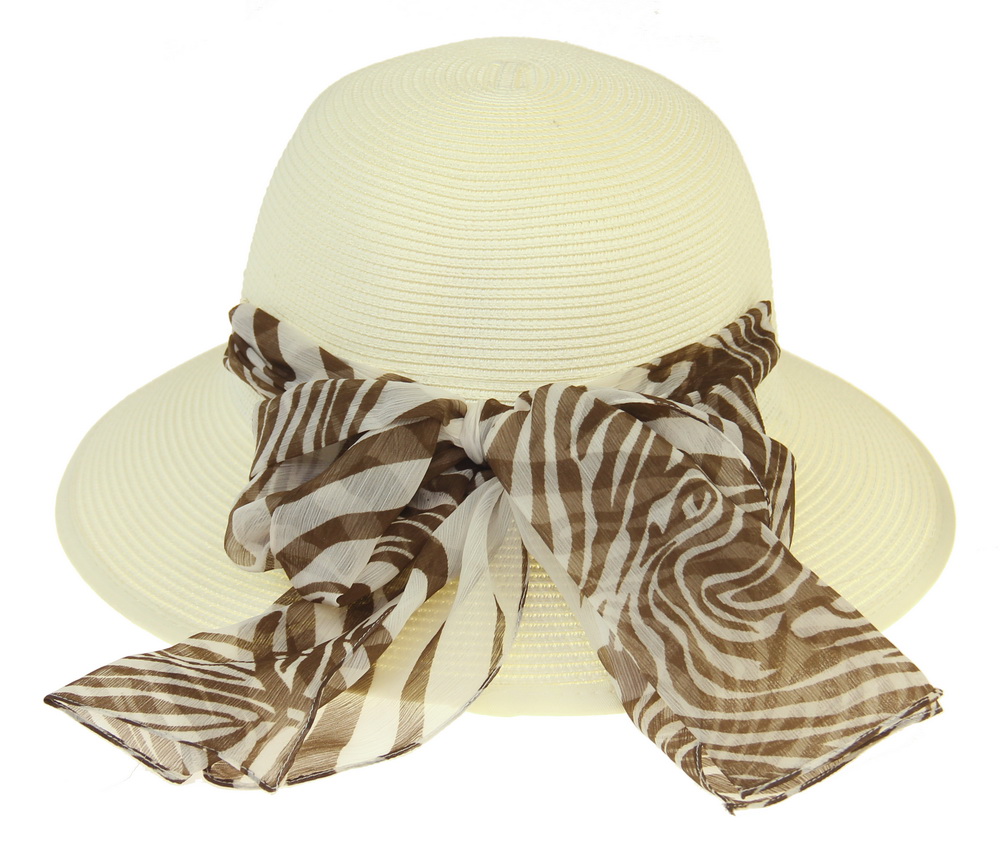 HAT827 IVORY : Lani scarf trim hat