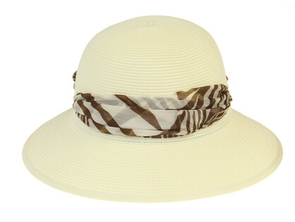 HAT827 IVORY : Lani scarf trim hat