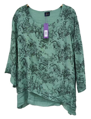 TOP068 GREEN : Gabriella 2 layer top