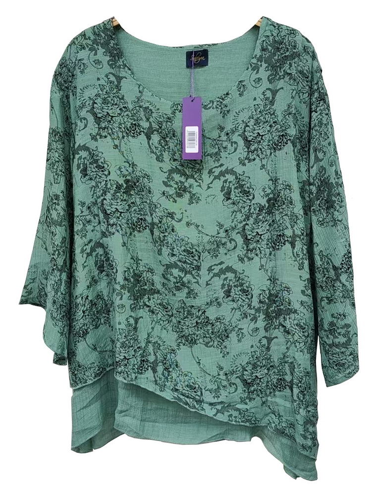 TOP068 GREEN : Gabriella 2 layer top