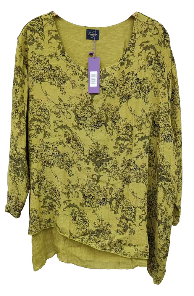 TOP068 CHARTREUSE : Gabriella 2 layer top