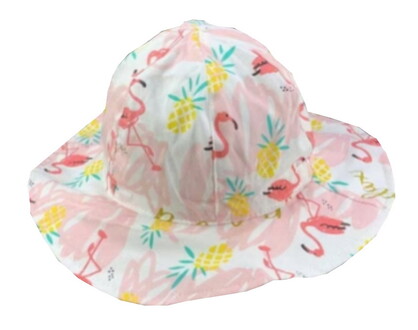 HAT K530 52CM : flamingo on pink wide brim hat