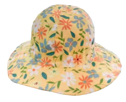 HAT K531 50CM : flowers on yellow wide brim hat