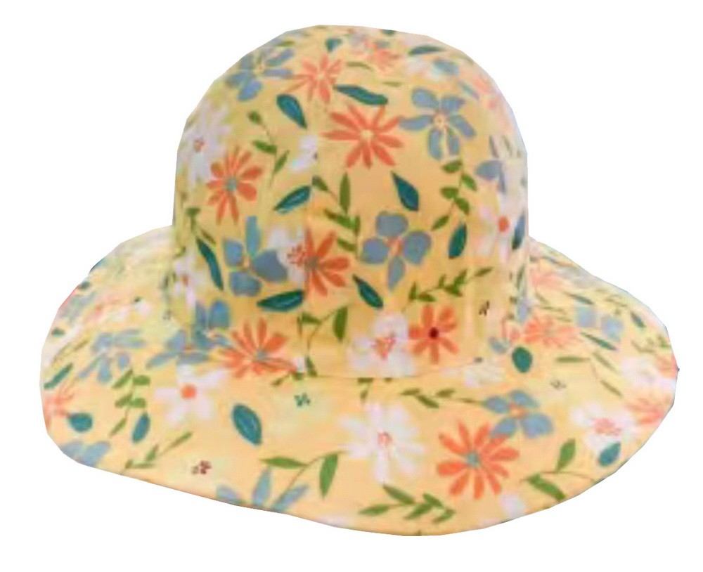 HAT K531 50CM : flowers on yellow wide brim hat